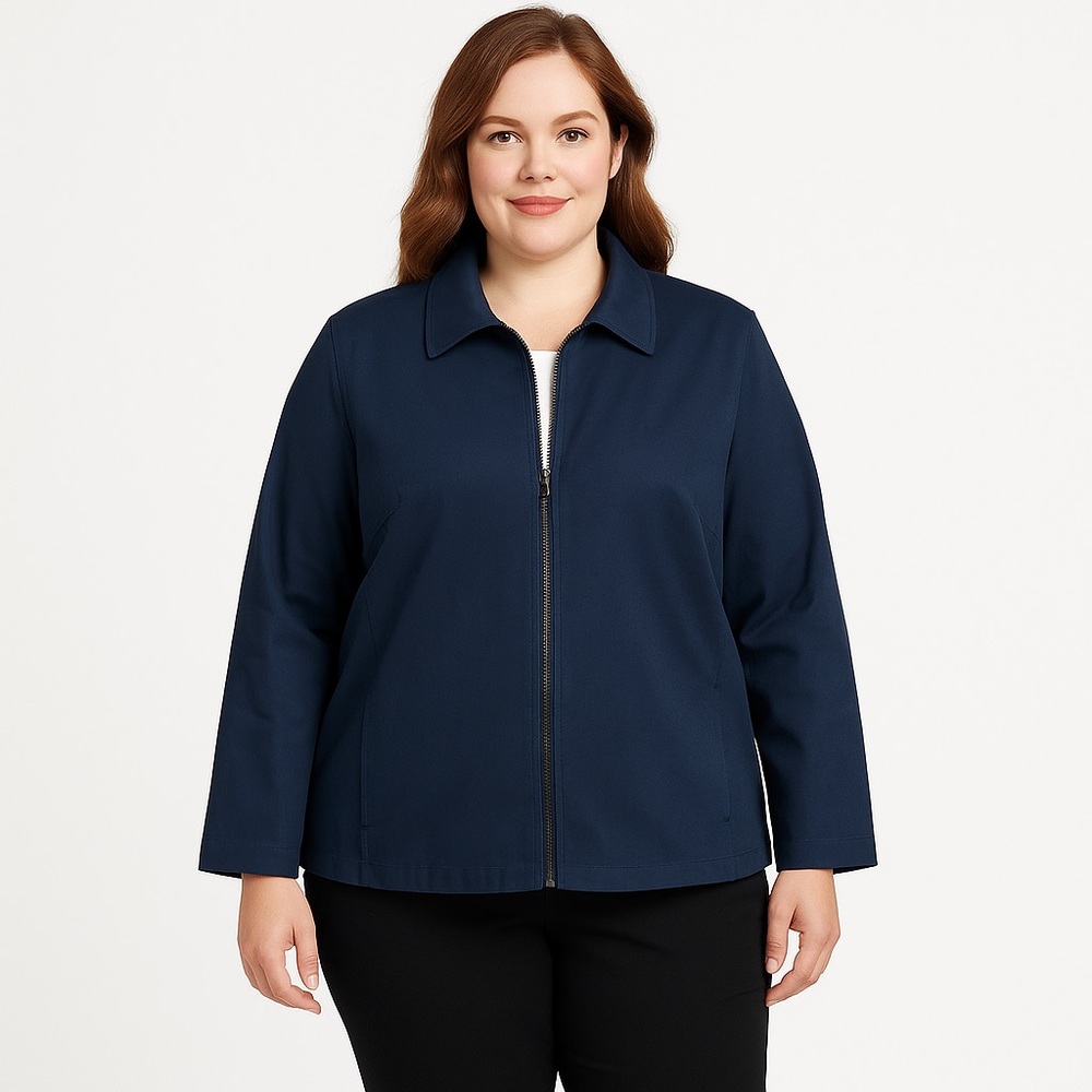Worthington Navy Stretch Zip Front Work Jacket Women’s 20W
